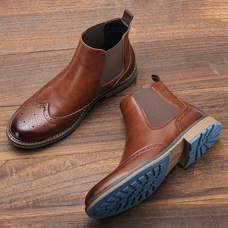 Fashion Leather Chelsea Boots Comfortable Classical Brogue Men Boots Stylish Footwear For All Occas 1