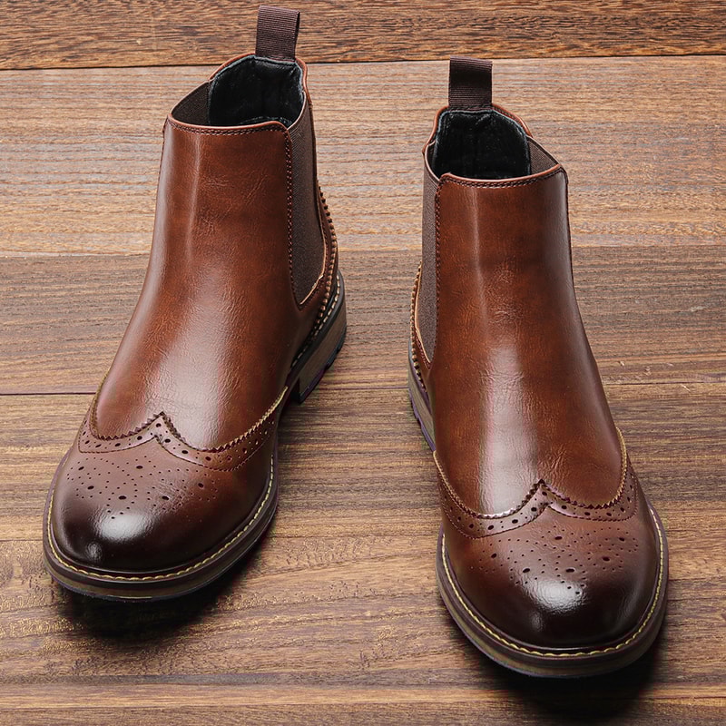 Fashion Leather Chelsea Boots Comfortable Classical Brogue Men Boots Stylish Footwear For All Occas 3