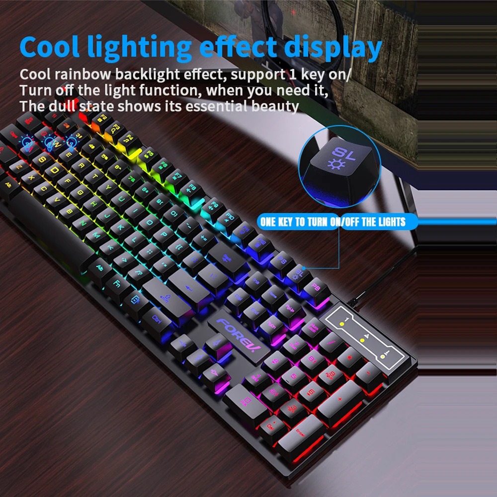 Colorful Gaming Keyboard Wired Mechanical Feel Standard Keyboard For Windows Laptop Computer 2
