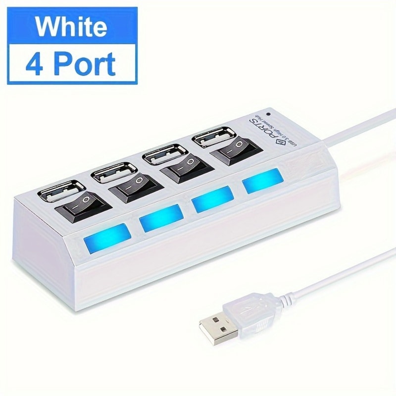 Power Adapter With ONOFF Switch USB Hub Splitter Multiple Expander HUB For PC Laptop MacBook 0