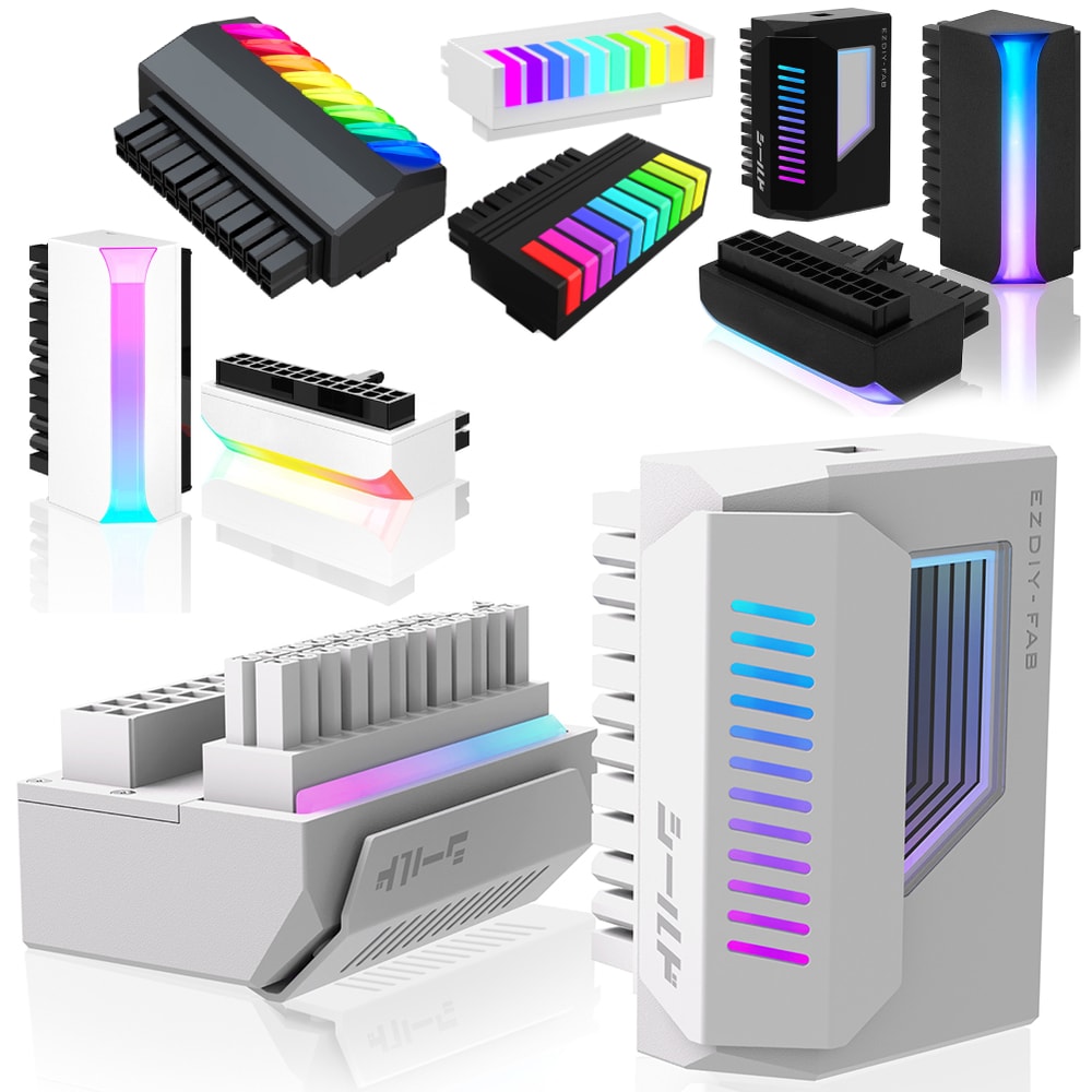 Modular ATX Pin To Degree Power Plug Adapter ARGB Light Mainboard Power Supply Cable For Motherboar 0