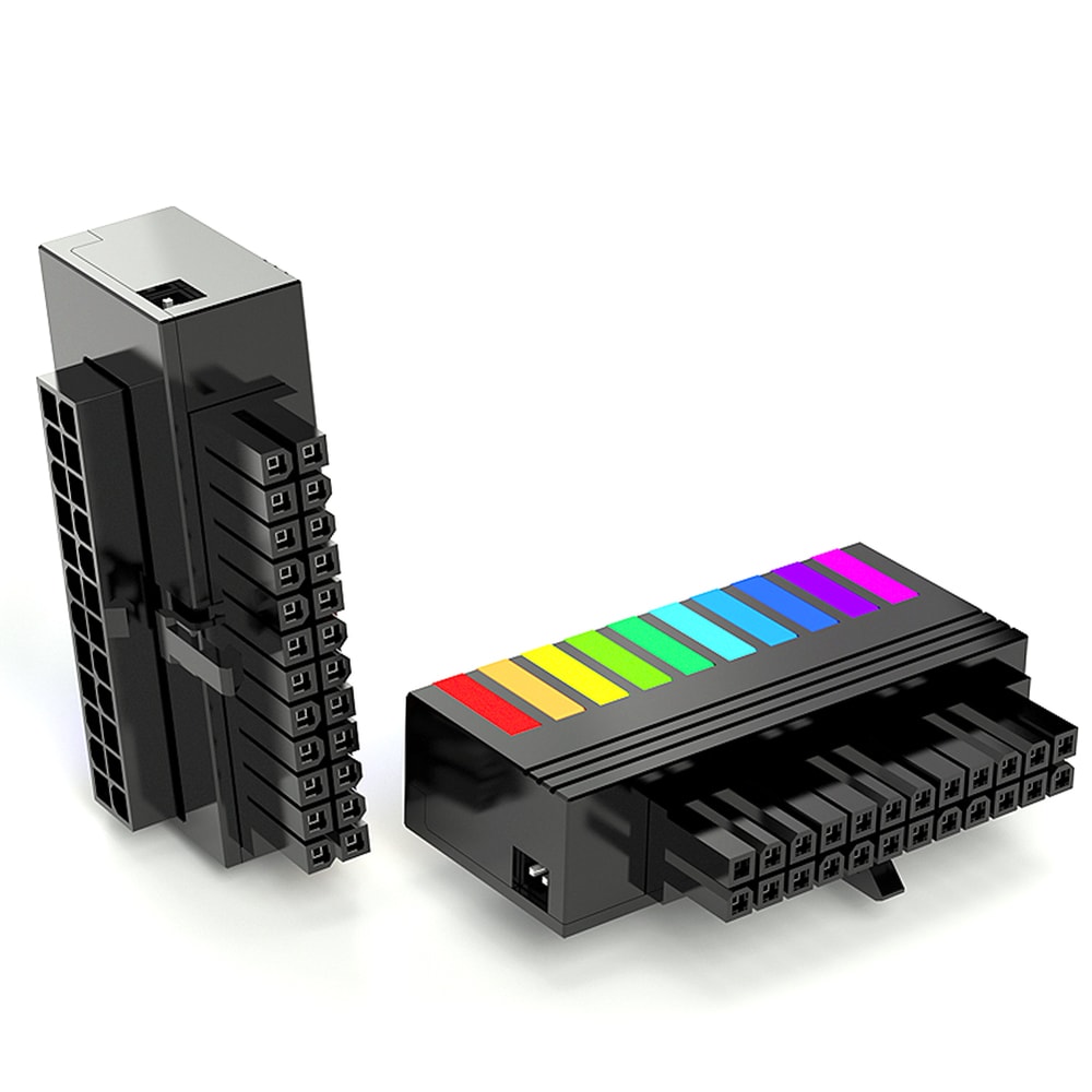 Modular ATX Pin To Degree Power Plug Adapter ARGB Light Mainboard Power Supply Cable For Motherboar 2