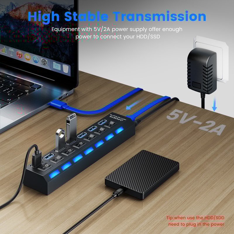 USB Hub Multi USB Hub Splitter With Power Adapter Computer Accessories For Wholesale Dropshipping 1