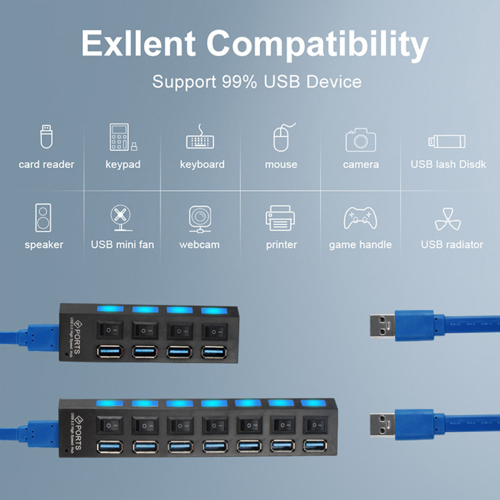 USB Hub Multi USB Hub Splitter With Power Adapter Computer Accessories For Wholesale Dropshipping 2