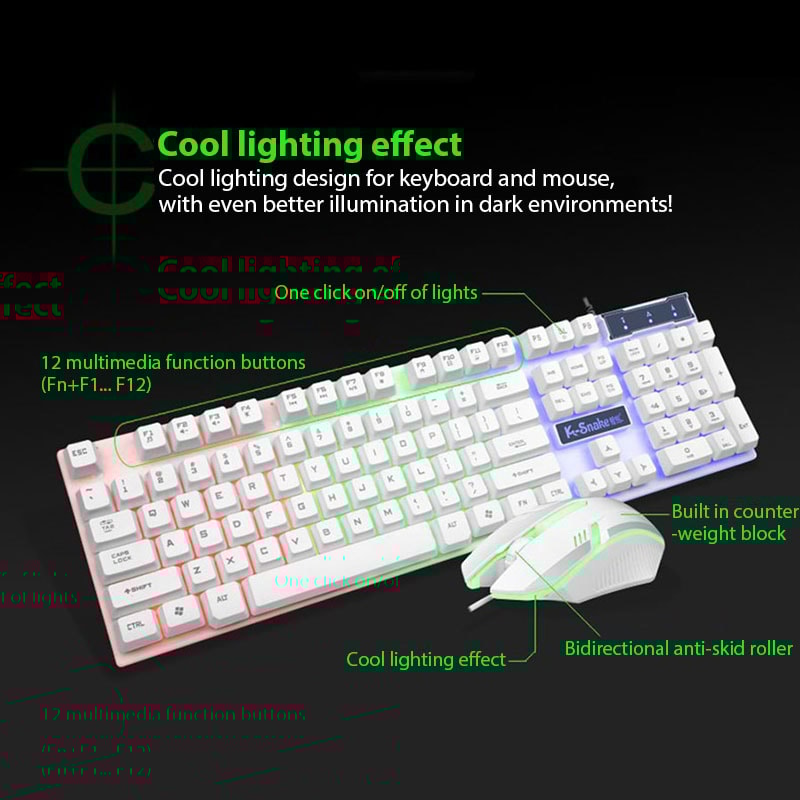 KM320 Keyboard And Mouse Set Waterproof Luminous Game Backlit Keyboard 4