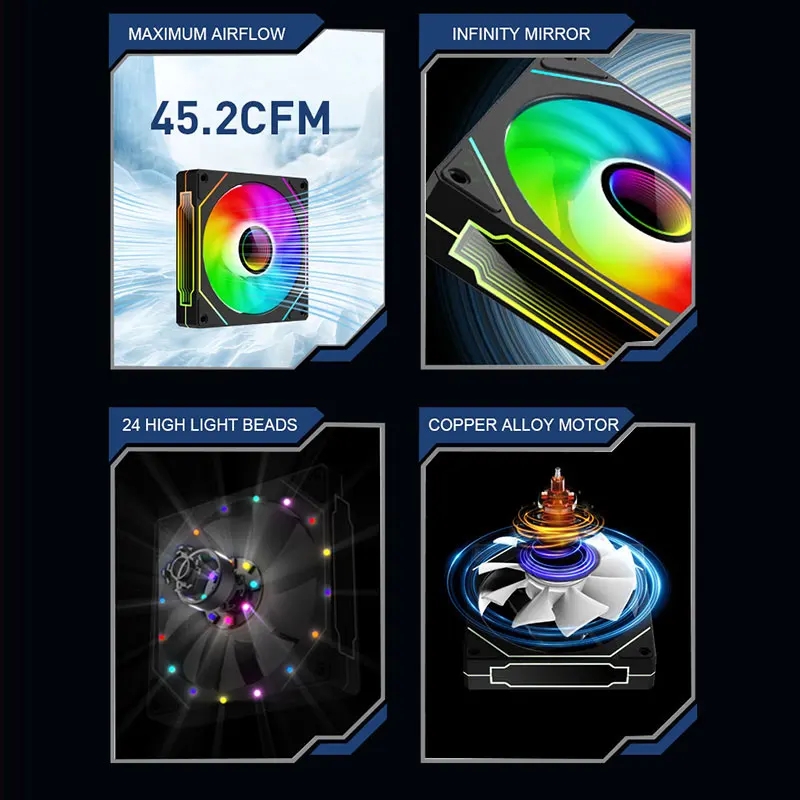 PRISM ARGB Cooling Fan PWM Quiet Computer Chassis Fan Large Air Volume 452CFM6001500RPM 4
