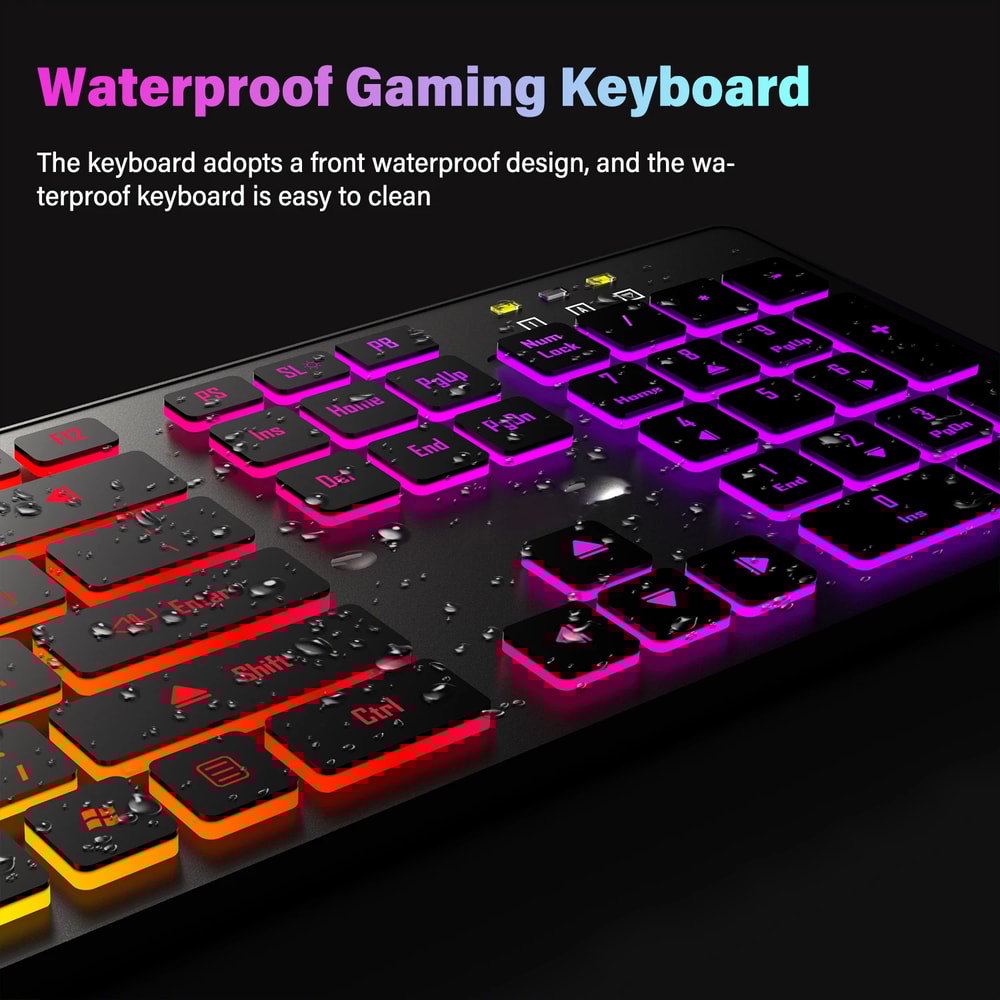 Gaming Keyboard With RGB Backlighting USB Wired Mute Keyboard Waterproof MultiLanguage Compatibilit 7