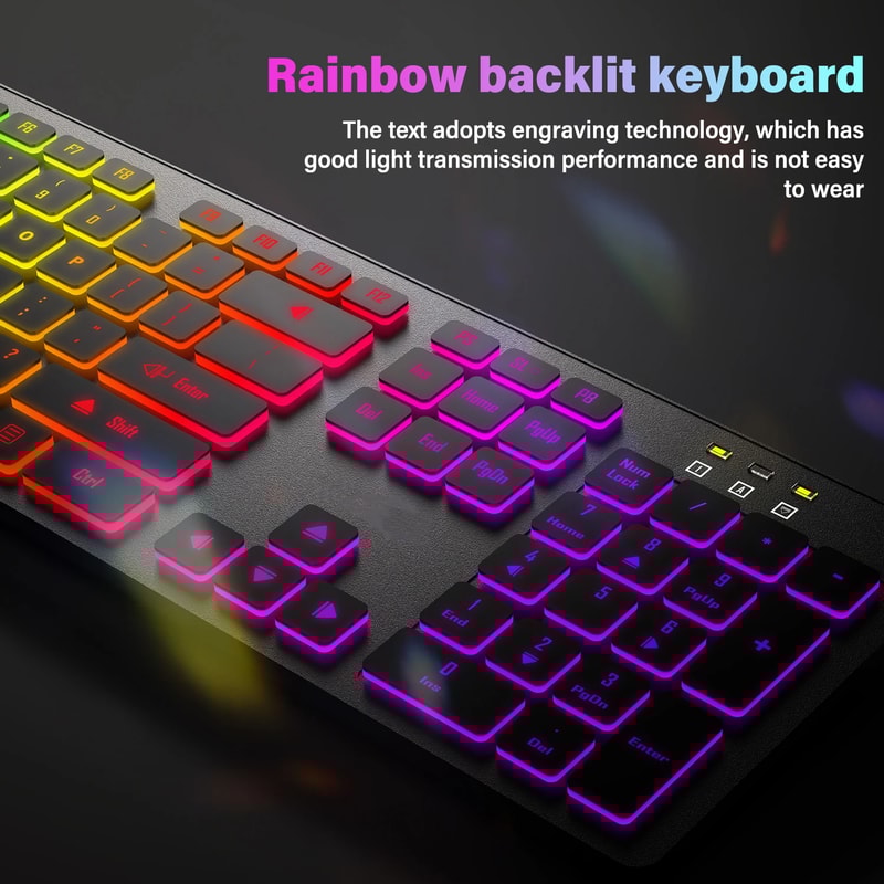 Gaming Keyboard With RGB Backlighting USB Wired Mute Keyboard Waterproof MultiLanguage Compatibilit 8