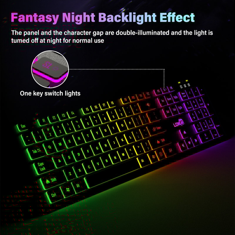 Gaming Keyboard With RGB Backlighting USB Wired Mute Keyboard Waterproof MultiLanguage Compatibilit 9