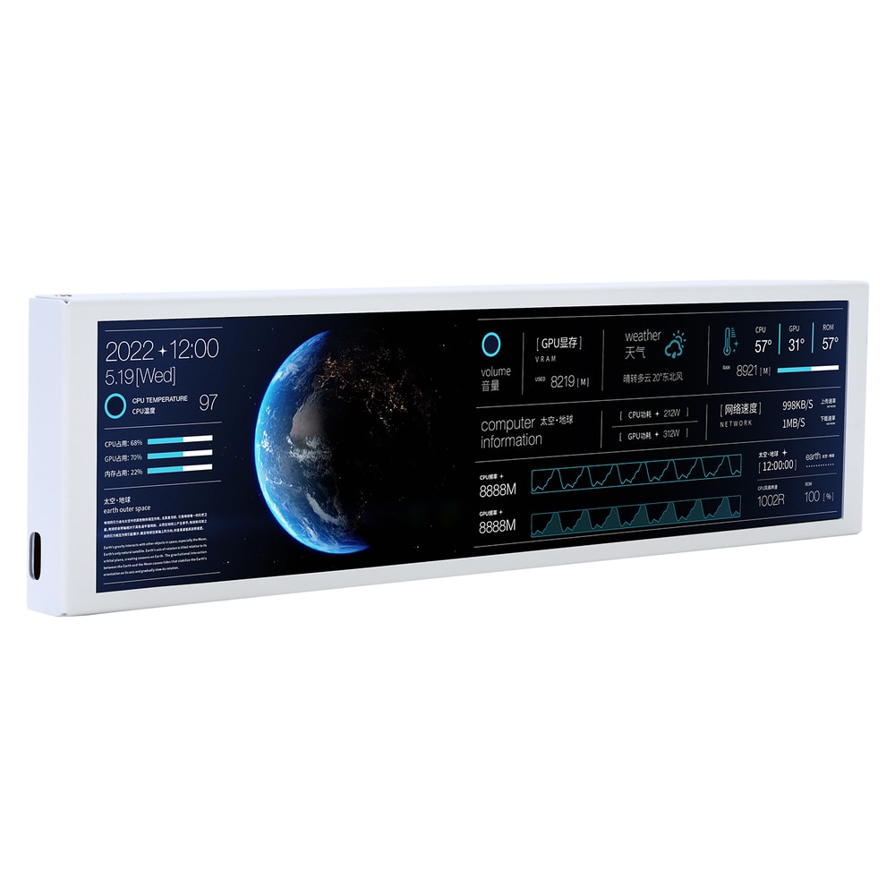 USB Secondary Screen IPS LCD TypeC Display For Computer Chassis Monitor For CPU RAM GPU HDD FPS In 6