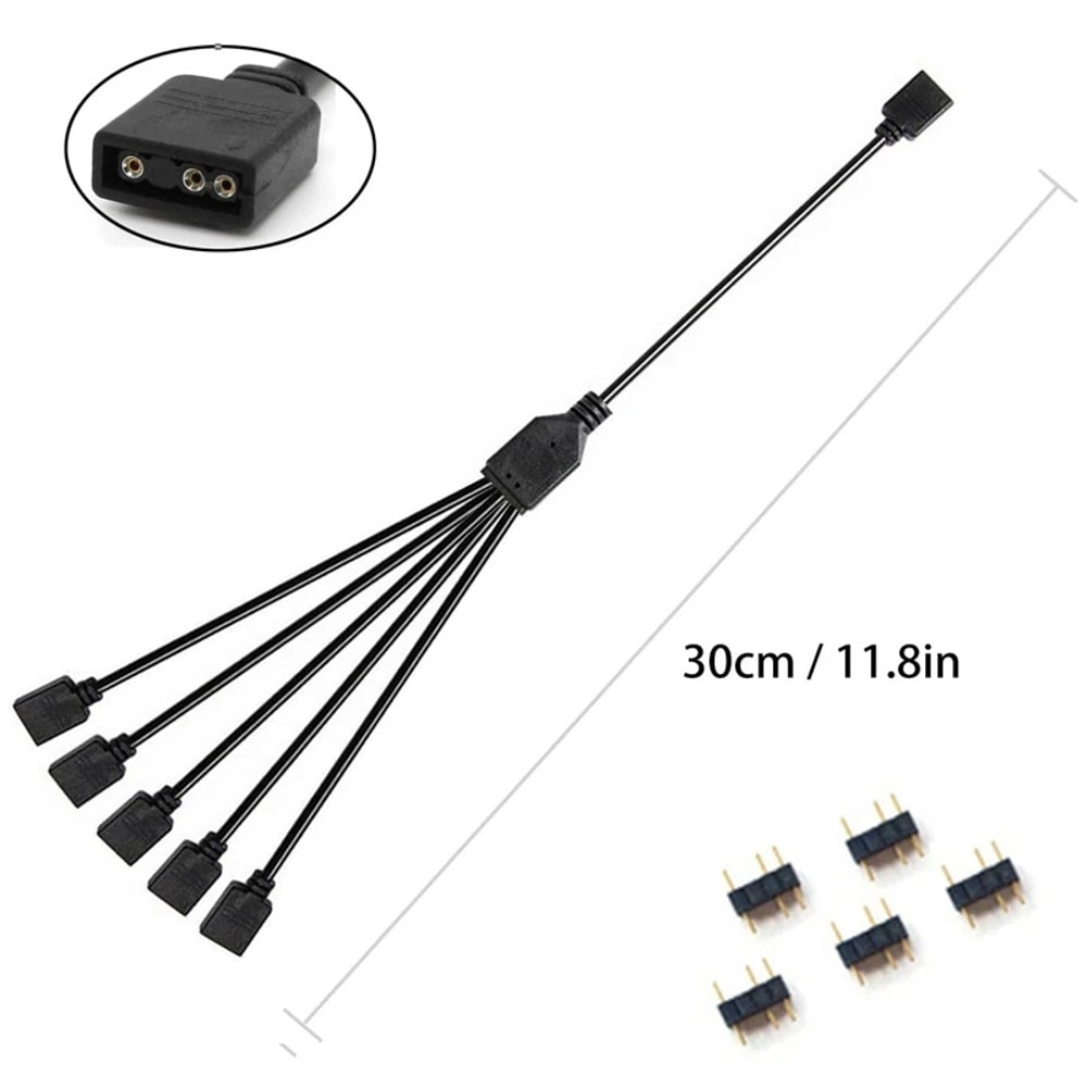 Addressable ARGB Female To Female Splitter Extension Cable For PC Fans ARGB PC Lighting 6