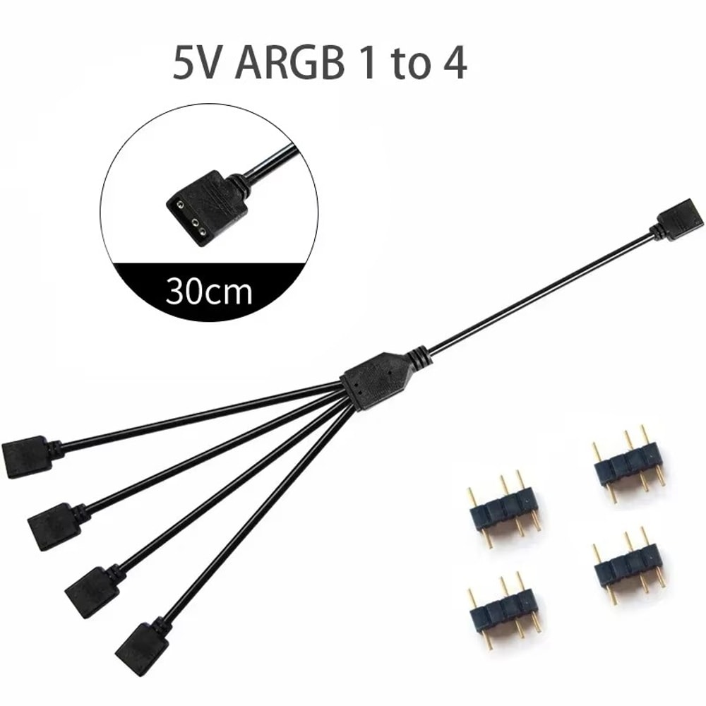 Addressable ARGB Female To Female Splitter Extension Cable For PC Fans ARGB PC Lighting 4