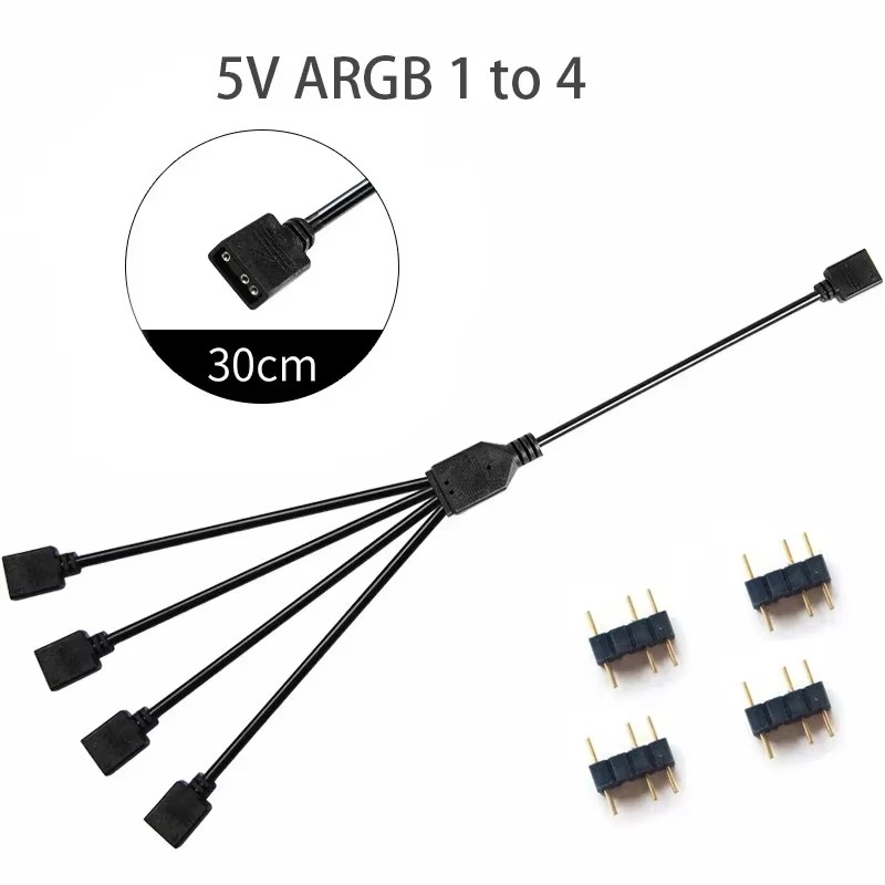 Addressable ARGB Female To Female Splitter Extension Cable For PC Fans ARGB PC Lighting 4