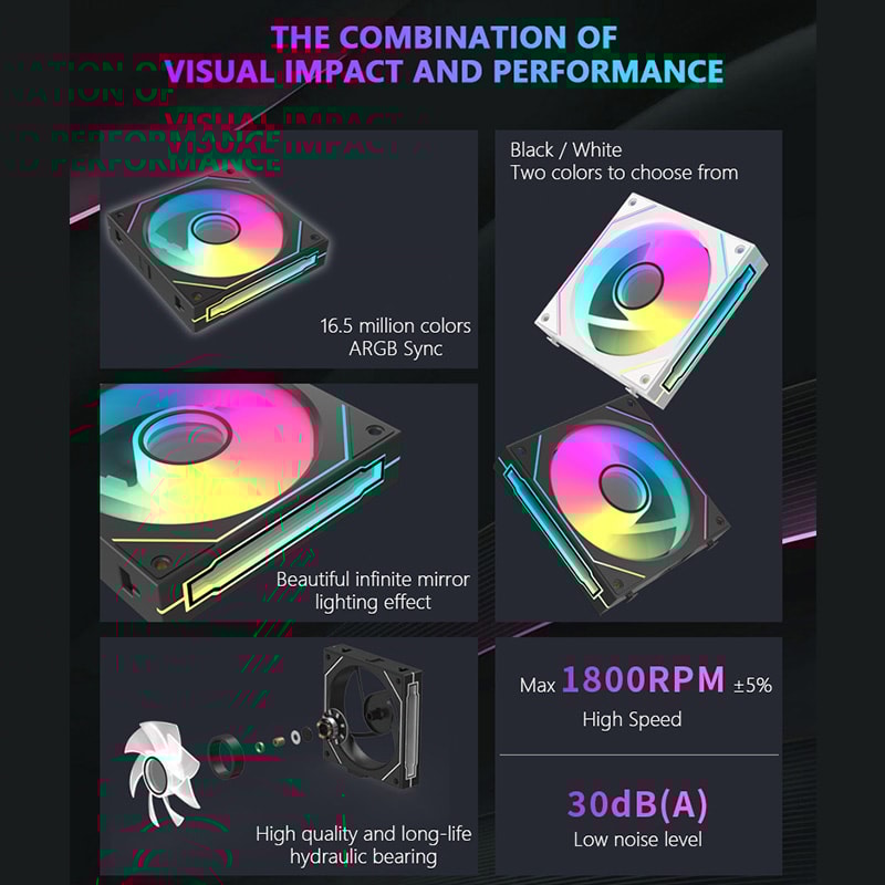 Modular Wireless Splicing PC Cooling Fan ARGB Infinite Mirror Effect For Computer Water Cooler Enha 4