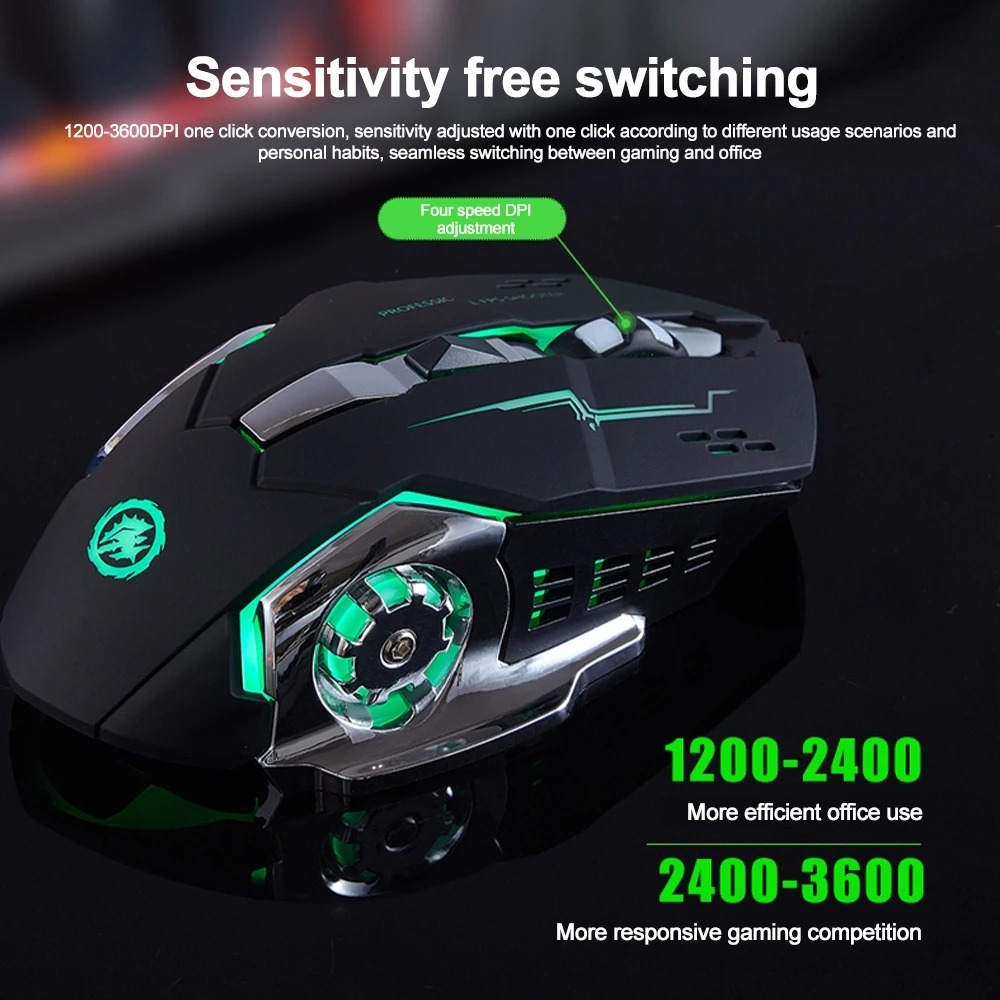 Bluetooth Mouse Wireless Rechargeable Mouse Dual Mode Gaming Mice 3600 DPI For Laptop Computer Acc 6