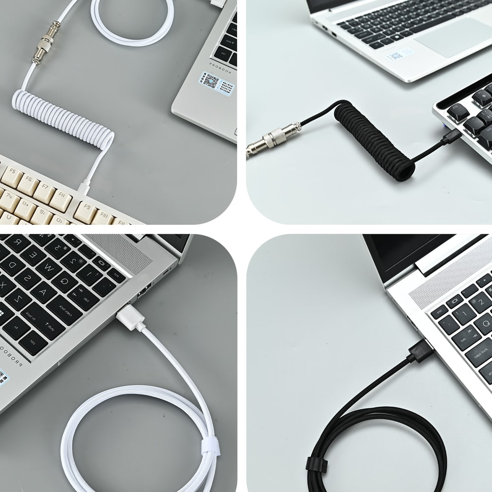 USB Type C Mechanical Keyboard Coiled Cable Aviation Connector Desktop PC Computer Accessory 0