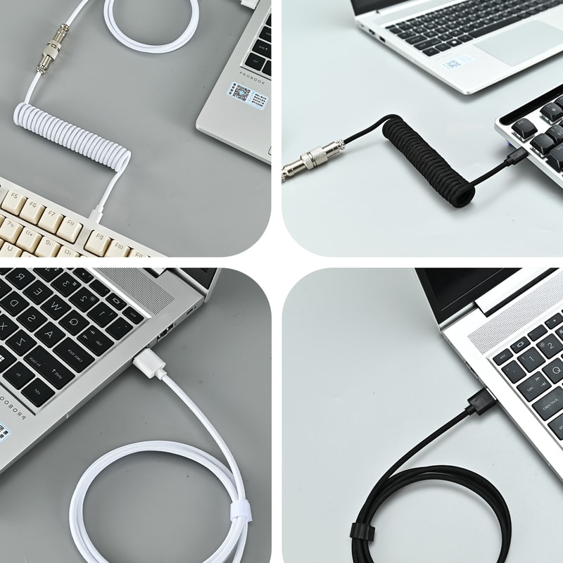 USB Type C Mechanical Keyboard Coiled Cable Aviation Connector Desktop PC Computer Accessory 0