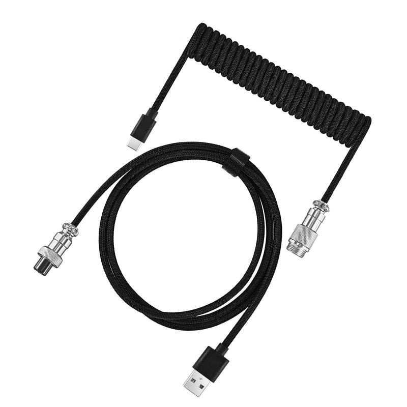 USB Type C Mechanical Keyboard Coiled Cable Aviation Connector Desktop PC Computer Accessory 1