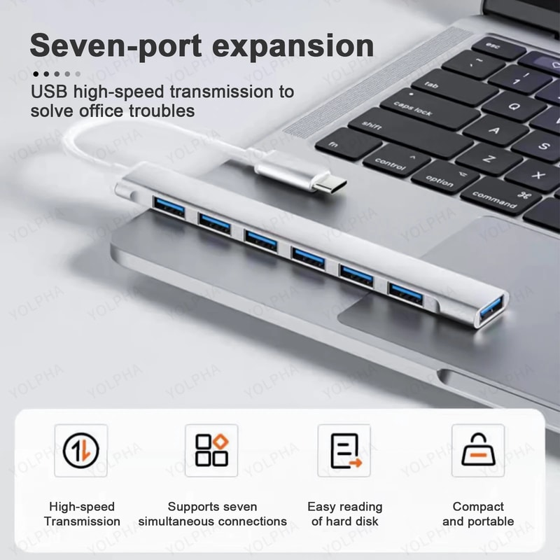 USB HUB, USB HUB, USB C HUB Type C Multi Splitter, High-Speed 5Gbps, Multiport USB for PC and Computer