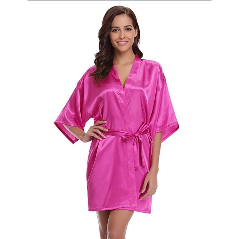 Sexy Navy Blue Robes Satin Women Silk Bridesmaid Robes New Silk Kimono Robe Bathrobe Ladies Dressin 7