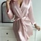 Long Sleeve V Neck Solid Satin Night Robe With Belt Womens Sleepwear For Comfort 7