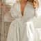 Smooth Soft Plus Lace Ice Silk Robes Comfortable Pajamas For Women Solid Color Casual Nightgowns Sl 2