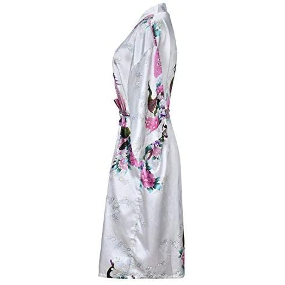 Bridesmaid Robe Silk Satin Wedding Bride Bathrobe Floral Short Kimono Night Robe Fashion Dressing G