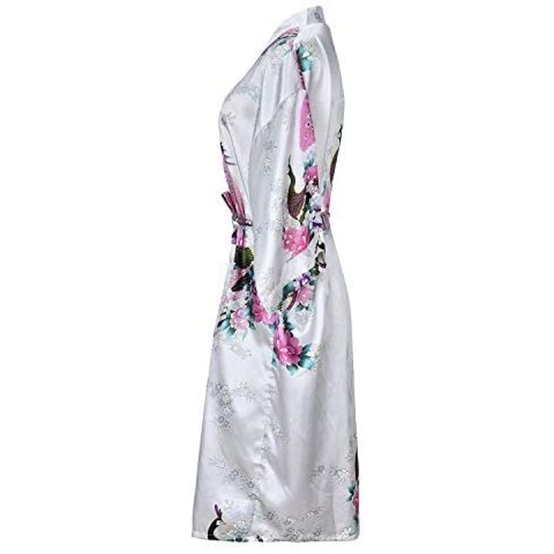Bridesmaid Robe Silk Satin Wedding Bride Bathrobe Floral Short Kimono Night Robe Fashion Dressing G