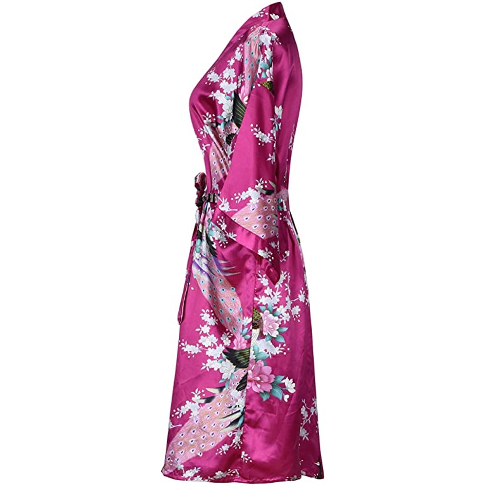 Bridesmaid Robe Silk Satin Wedding Bride Bathrobe Floral Short Kimono Night Robe Fashion Dressing G