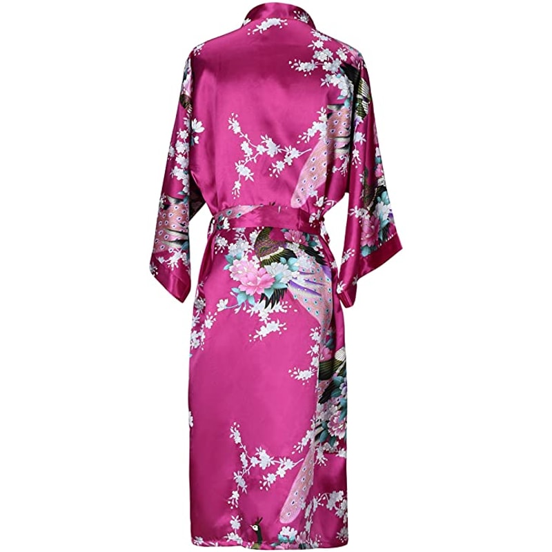 Bridesmaid Robe Silk Satin Wedding Bride Bathrobe Floral Short Kimono Night Robe Fashion Dressing G