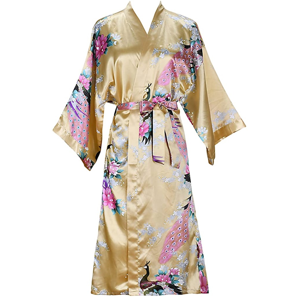 Bridesmaid Robe Silk Satin Wedding Bride Bathrobe Floral Short Kimono Night Robe Fashion Dressing G