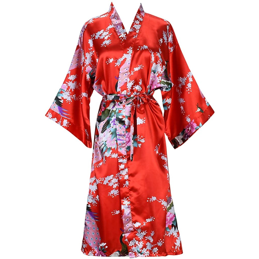 Bridesmaid Robe Silk Satin Wedding Bride Bathrobe Floral Short Kimono Night Robe Fashion Dressing G