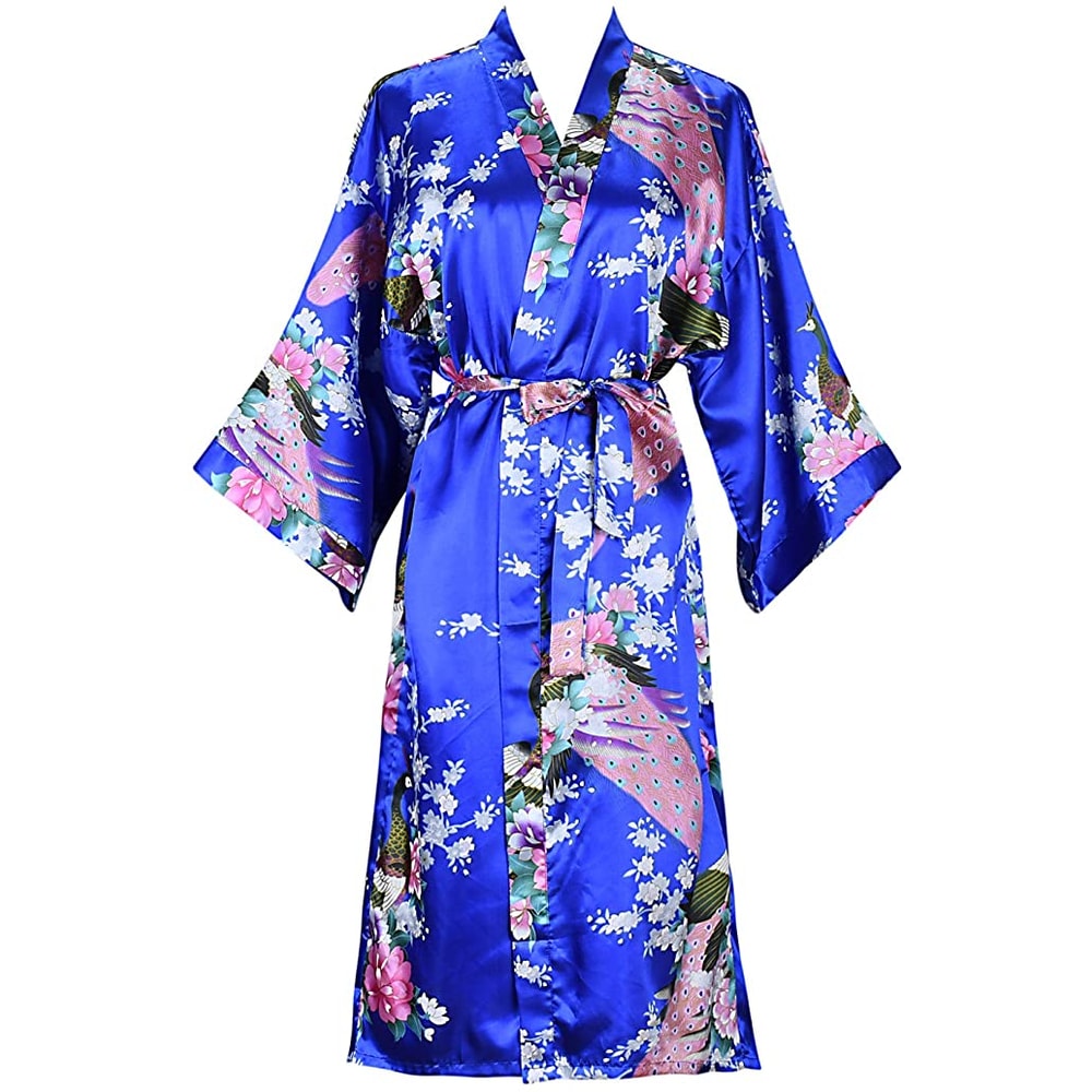 Bridesmaid Robe Silk Satin Wedding Bride Bathrobe Floral Short Kimono Night Robe Fashion Dressing G