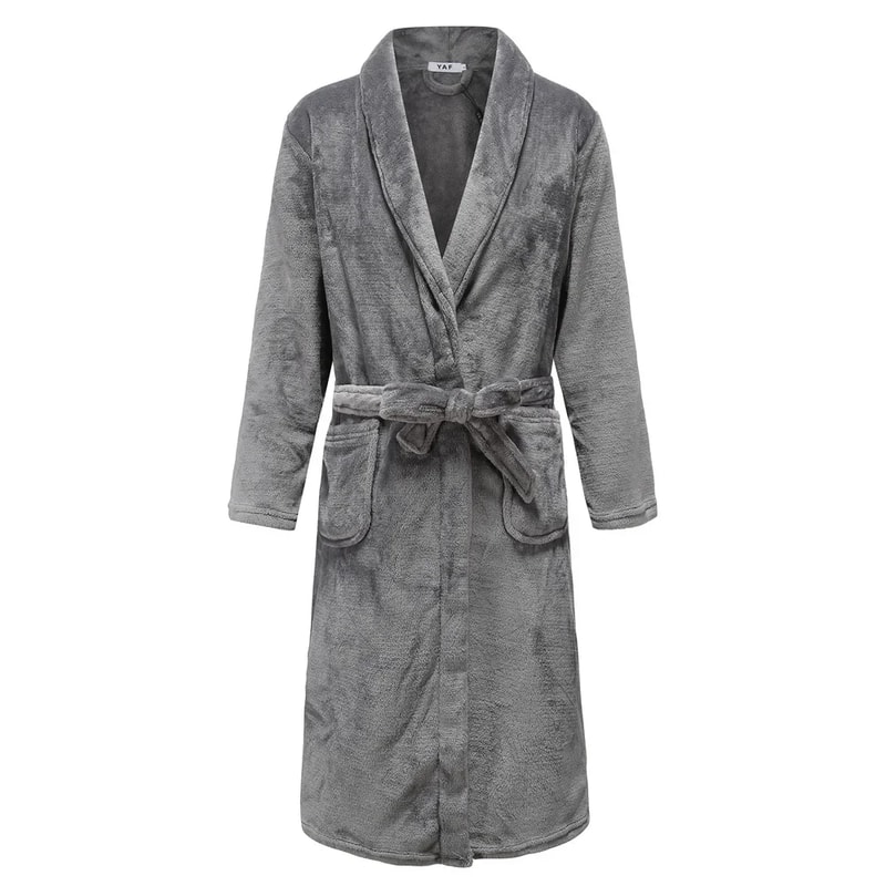 Men Plus Size Thick Flannel Robe Kimono Bathrobe Coral Fleece Gown For Sleepwear Autumn Winter Nigh 2