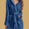 Cozy And Warm Womens Solid Color Hooded Robe With Belt Fleece Pajamas For Home Wear In Autumn And W 0