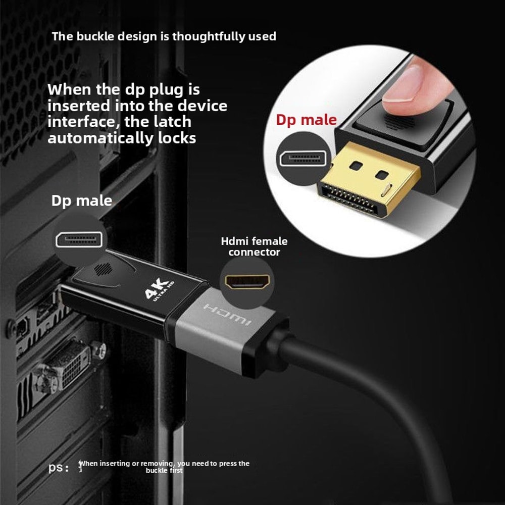 Displayport To DP To HDMIcompatible Converter HDTV Monitor Audio Video Adapter For Computer Systems 4