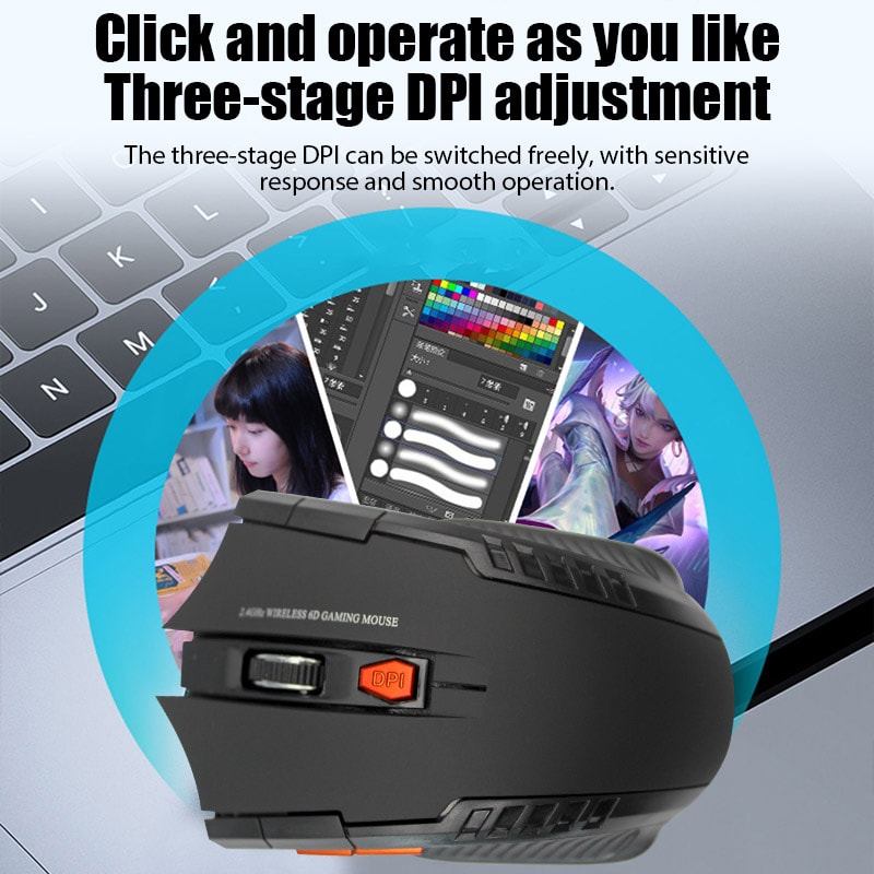 Wireless Optical Mouse Gaming Mouse 6 Buttons Computer Accessories With USB Receiver 3