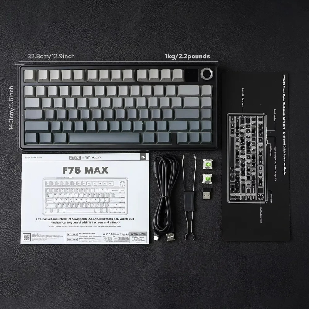 MAX Wireless Mechanical Gaming Keyboard TFT Screen RGB Backlight Knob Gasket HotSwap Keyboard 7