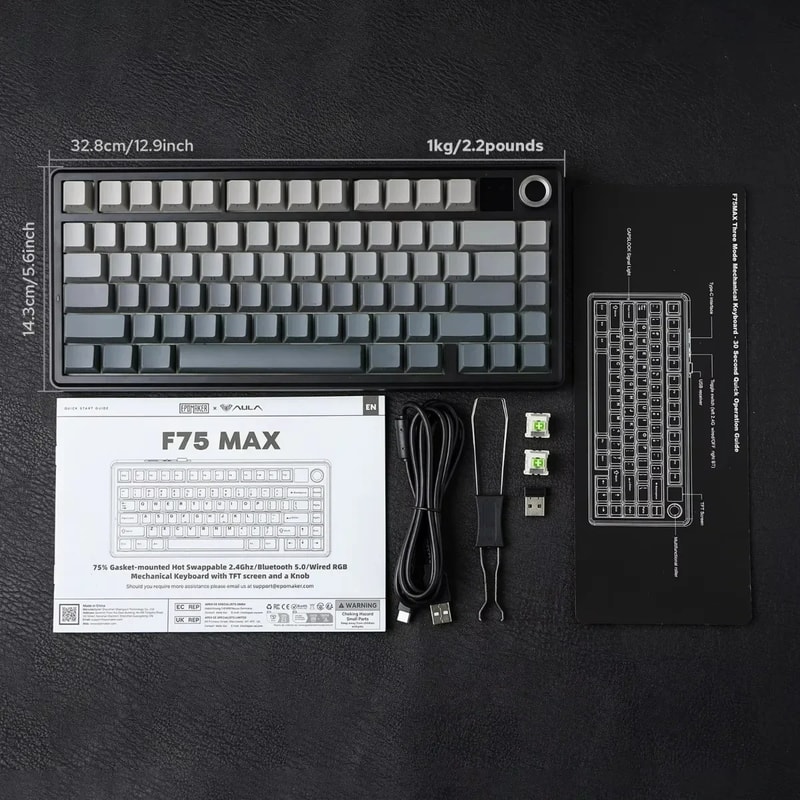 MAX Wireless Mechanical Gaming Keyboard TFT Screen RGB Backlight Knob Gasket HotSwap Keyboard 7