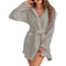 Fluffy Plush Winter Women Bath Robe Sexy Hooded Dressing Gown Solid Color Warm Bathrobe Ladies Fema 4