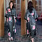 Sexy Black Print Flower Long Robe Nightgown Summer Kimono Bathrobe Gown Rayon Half Sleeve Women Lou 6