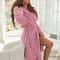 Pink Flannel Female Long Robe Thicken Coral Fleece Hooded Bathrobe Gown Autumn Winter Loose Lounge 9
