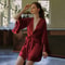 Women Sexy Robe With Lace Satin Kimono Nightgown Bathrobe Gown Pink Nightdress 6