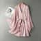 Women Sexy Robe With Lace Satin Kimono Nightgown Bathrobe Gown Pink Nightdress 0
