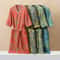 Half Sleeve Kimono Bathrobe Cotton Fashionable Printed Sleepwear Thin Quick Drying Absorbent Home W 8