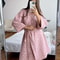 Women's Cotton Pink Leopard Print Pajamas, Comfortable Robe, Spring New Cardigans, Soft Nightgowns for Relaxing at Home