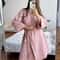 Women's Cotton Pink Leopard Print Pajamas, Comfortable Robe, Spring New Cardigans, Soft Nightgowns for Relaxing at Home