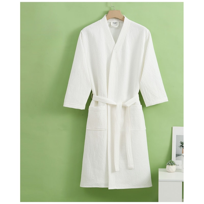 Cotton Waffle Bathrobe For Women And Men Quick Drying All Season Thin Design Hotel Towel 1