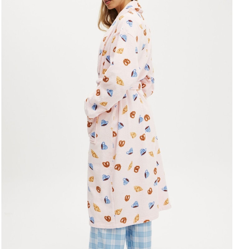 Classic Womens Comfort Towel Robe Lace Up Print Premium Quality Robe For Spa Home 4