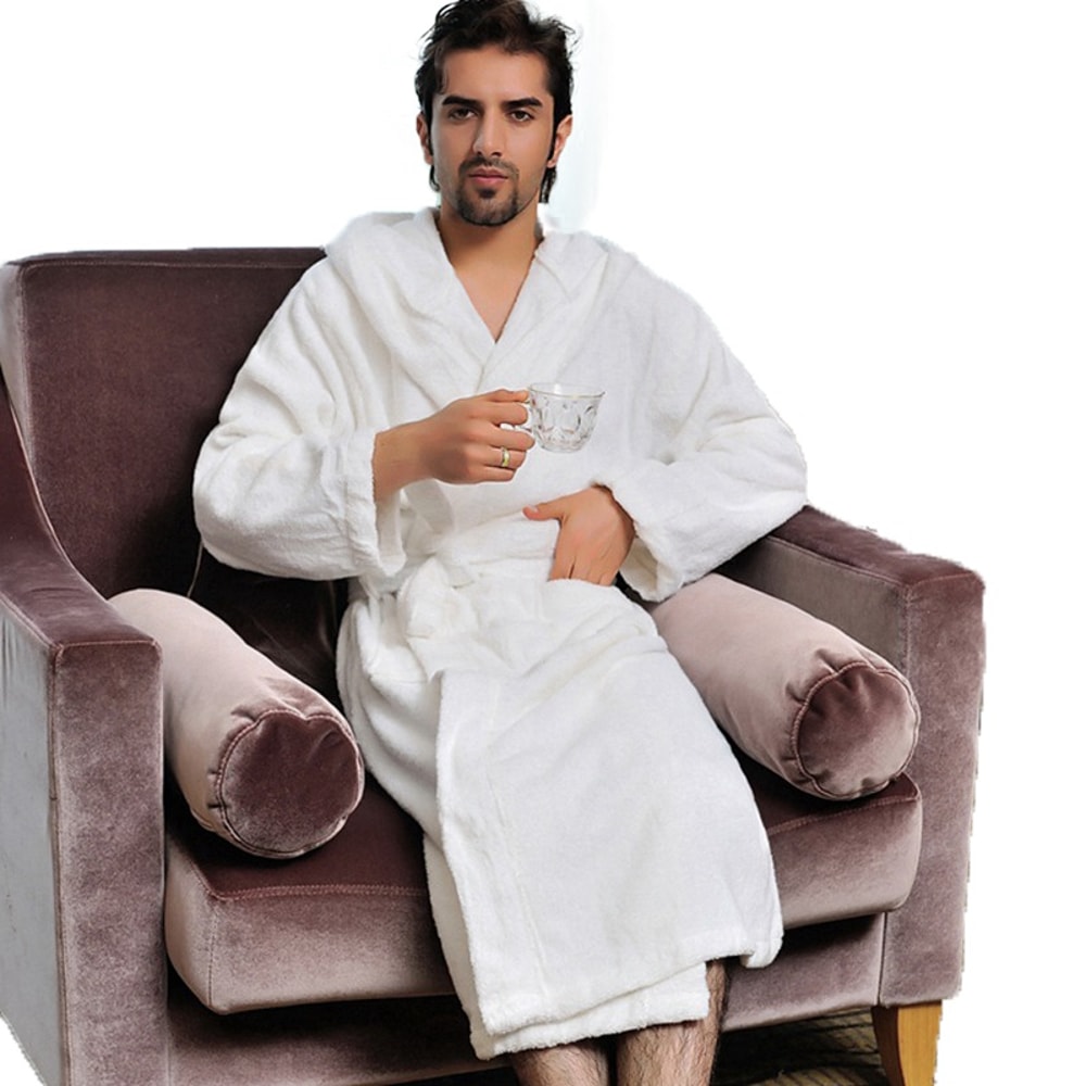 Big And Tall Towel Bathrobe For Men Hooded Cotton Terry Cloth Robe Long Terry Towel Bathrobe 2